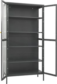 vidaXL Ντουλάπα Βιτρίνας Ανθρακί 90x40x180 εκ. Ατσάλι / Ψημένο Γυαλί