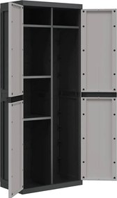 vidaXL Ντουλάπι Αποθ. Εξ. Χώρου Γκρι/Μαύρο 65x37x165εκ. Πολυπροπυλένιο