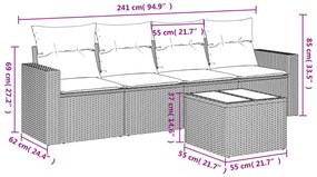 vidaXL Σαλόνι Κήπου Σετ 5 Τεμαχίων Γκρι Συνθετικό Ρατάν με Μαξιλάρια