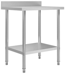 vidaXL Πάγκος Εργασίας Κουζίνας με Πλάτη 80x60x93 εκ. Ανοξείδ. Ατσάλι