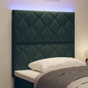vidaXL LED κεφαλάρι Σκούρο Πράσινο 90 cm Βελούδο