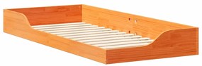 vidaXL Κρεβάτι δαπέδου Καφέ κεριού 80 x 210 cm Μασίφ ξύλο πεύκου