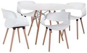 Σετ τραπεζαρίας MAGGIE C21186 5τμχ σε Λευκό MDF TOP & Καρέκλα Πολυπροπυλενίου 120x120x75 εκ.