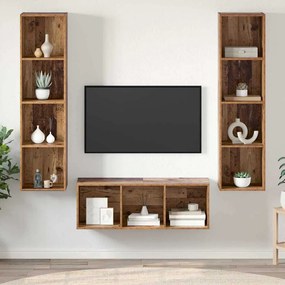 vidaXL Σετ Τηλεοπτικού Κάδου 3 pcs Παλαιό ξύλο 37 x 37 x 142.5 εκ