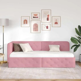 vidaXL Κρεβάτι Γωνίας Ροζ 80 x 200 cm Βελούδο
