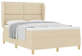 vidaXL Κρεβάτι με Στρώμα Κρέμα 140x200 εκ. Υφάσματος