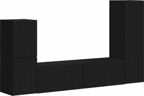 vidaXL Σετ επίπλου τηλεόρασης 4 pcs Μαύρο Επεξεργασμένο Ξύλο