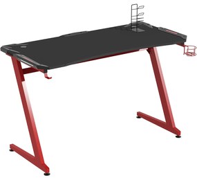 Γραφείο Gaming ArteLibre LEIA Μαύρο/Κόκκινο Ξύλο/Μέταλλο 140x65x75cm-14760005