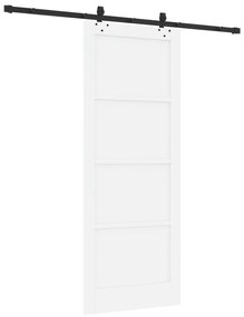 vidaXL Συρόμενη Πόρτα με Αξεσουάρ Λευκή 83x211 εκ. Μασίφ Ξύλο Πεύκου