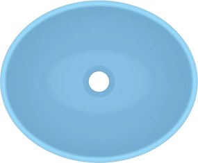 vidaXL Νιπτήρας Πολυτελής Οβάλ Γαλάζιο Ματ 40 x 33 εκ. Κεραμικός