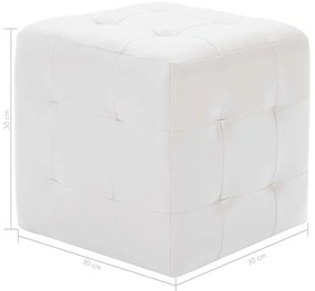 vidaXL Σκαμπό Πουφ 2 τεμ. Λευκά 30 x 30 x 30 εκ. από Συνθετικό Δέρμα