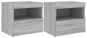 vidaXL Κομοδίνα με Φώτα LED 2 τεμ. Γκρι Sonoma 50x40x45 εκ.