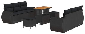 Σετ Καναπέ Κήπου με μαξιλάρι 9 pcs Μαύρο συνθετικό ρατάν