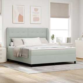 vidaXL Κρεβάτι με Στρώμα Light Grey 180x200 εκ. Βελούδο