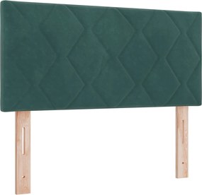 vidaXL Κρεβάτι Box Spring με Στρώμα και LED Σκούρο Πράσινο 90 x 190 cm