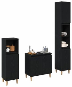 vidaXL Σετ Επίπλων Μπάνιου με αποθήκευση 3 pcs Μαύρο 30 x 30 x 180 cm