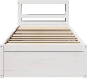 vidaXL Πλαίσιο Κρεβατιού με Κεφαλάρι Λευκό 90 x 190εκ. Μασίφ Πεύκο