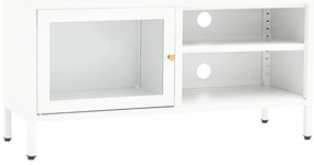vidaXL Έπιπλο Τηλεόρασης Λευκό 90 x 30 x 44 εκ. από Ατσάλι και Γυαλί