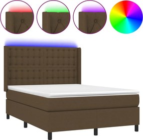 vidaXL LED Κρεβάτι με βάθρο με κεφαλάρι ύφασμα