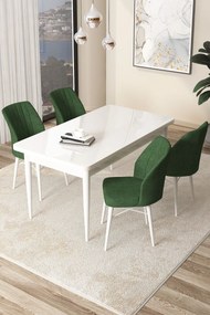Dining Table &amp; Chairs Set (5 Pieces) Arp - White, Khaki White
Khaki
