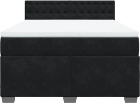 vidaXL Κρεβάτι Boxspring με Στρώμα Μαύρο 140x200 εκ. Βελούδινο