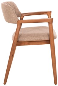 Πολυθρόνα JAMES Teak Wood με Ύφασμα Σαμπανί  57x52x76Υεκ. 57x52x76 εκ.