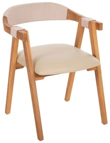 Πολυθρόνα Rimini Ξύλο Teak Φυσικό-Μπεζ Σχοινί &amp; PU Κάθισμα 60x61x75,5Υεκ.