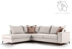 Γωνιακός καναπές δεξιά γωνία Romantic pakoworld ύφασμα cream-mocha 290x235x95εκ