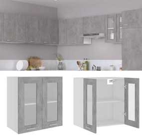 Κρεμαστό Γυάλινο Ντουλάπι "Lyon" Γκρι Σκυρόδεμα 60x31x60 εκ. από Τεχνητό Ξύλο