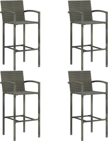 vidaXL Έπιπλα Μπαρ Κήπου 5 τεμ. Γκρι Συνθετικό Ρατάν
