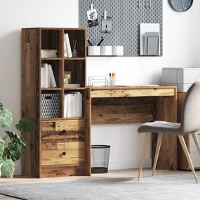 vidaXL Γραφείο με αποθηκευτικό χώρο 2 pcs Παλιό Ξύλο 90 x 40 x 76 εκ.