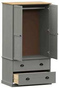vidaXL Ντουλάπα VIGO Γκρι 90 x 55 x 170 εκ. από Μασίφ Ξύλο Πεύκου
