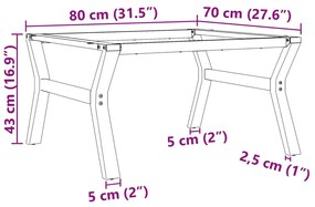 Πόδια Τραπεζιού Σαλονιού σε Σχήμα «Y» 80x70x43 εκ. Χυτοσίδηρος - Μαύρο