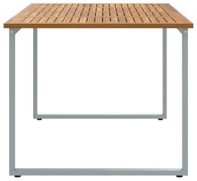 vidaXL Εξωτερικό Τραπέζι Φαγητού Γκρι 180x90x75 εκ Χάλυβας&Στερεό Ξύλο Ακακίας