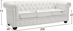 ΚΑΝΑΠΕΣ 3ΘΕΣΙΟΣ T.CHESTERFIELD HM3009.02 ΤΕΧΝΟΔΕΡΜΑ ΛΕΥΚΟ ΜΑΤ 208x90x73 εκ.
