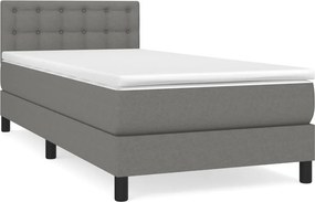 vidaXL Κρεβάτι Boxspring με Στρώμα Σκούρο Γκρι 90x190 εκ. Υφασμάτινο