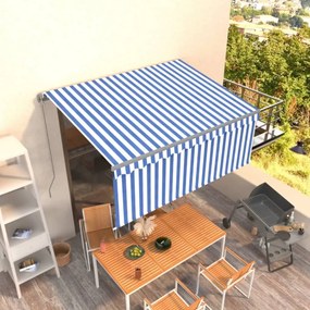 vidaXL Τέντα Συρόμενη Χειροκίνητη με Σκίαστρο Μπλε / Λευκό 3 x 2,5 μ.