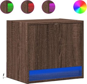 vidaXL Κομοδίνα Επιτοίχια με Φώτα LED 2 τεμ. Καφέ Δρυς