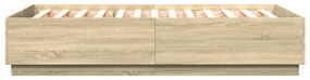 vidaXL Πλαίσιο Κρεβατιού με Φώτα LED Sonoma Δρυς 120x200εκ. Επεξ. Ξύλο