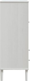 vidaXL Ντουλάπι Ψηλό SENJA Λευκό/Ρατάν 90x40x112 εκ. Μασίφ Ξύλο Πεύκου
