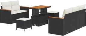 vidaXL Σετ Καναπέ Κήπου 8 pcs Μαύρο συνθετικό ρατάν