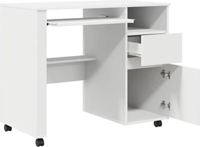vidaXL Γραφείο με Ρόδες Λευκό 91 x 50 x 77 εκ. Επεξεργασμένο ξύλο