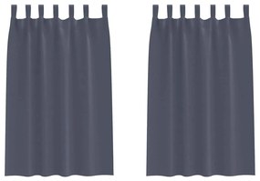 vidaXL Κουρτίνες με κουρτίνες 2 pcs Ανθρακί 175x140εκ. Πολυεστέρας