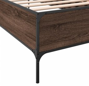 vidaXL Πλαίσιο Κρεβατιού Καφέ Δρυς 90 x 190 εκ. Επεξ. Ξύλο &amp; Μέταλλο