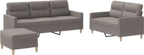 vidaXL Πολυθρόνες Σετ 3 Τεμαχίων Taupe από Ύφασμα με Μαξιλάρια