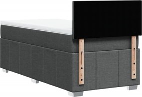 vidaXL Κρεβάτι Boxspring με Στρώμα Σκούρο Γκρι 100x200 εκ. Υφασμάτινο