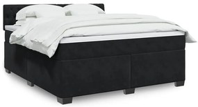 vidaXL Κρεβάτι Boxspring με Στρώμα Μαύρο 180x200 εκ. Βελούδινο
