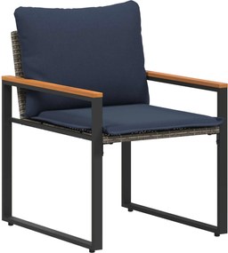 vidaXL Σύνολα επίπλων με μαξιλάρι 3 pcs Γκρι και Navy Blue Ρατάν