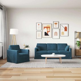 vidaXL Σετ Καναπέ 2 τμχ. Μπλε Βελούδο