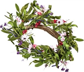 VEVOR Artificial Decorative Wreath 22 in Pink Green Daisies Year Round Wreath